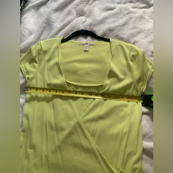 H&M Chartreuse Wrap Blouse L - Picture 4 of 10